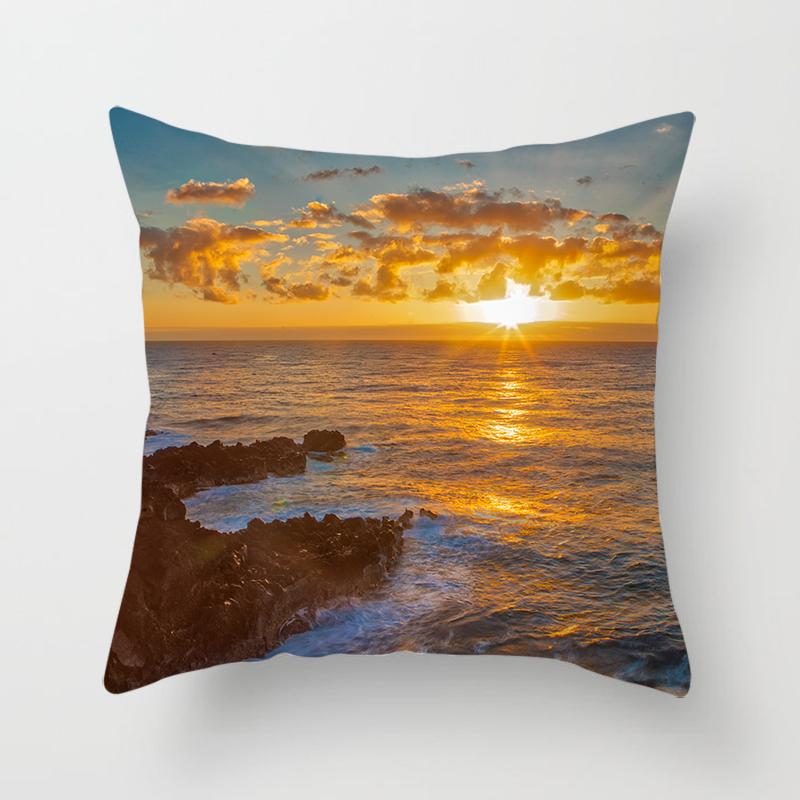 Natural Landscape Sunset Scenery Pillow Cover Sofa Decoration Car Office Seat Cushion Cover Room Pillow Cover Home Decoration