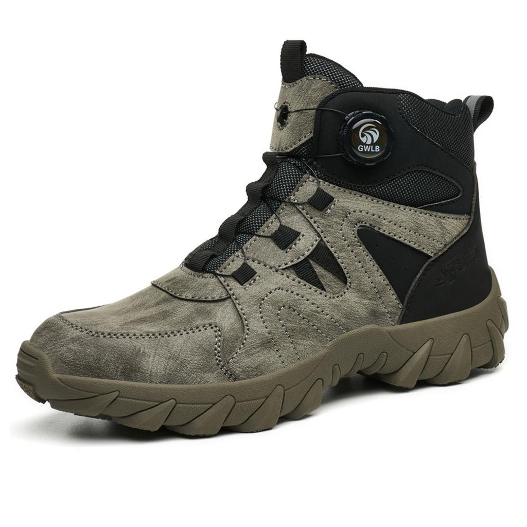 anti smashing shoes construction site swivel buckle safety shoes with steel toe for men high top microfiber leather safety boots