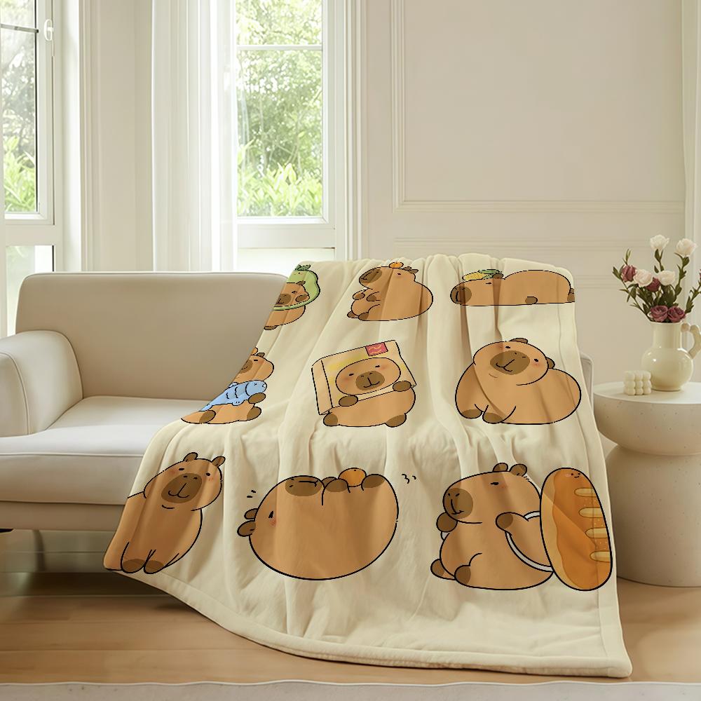 

Capybara Cute Cartoon Blanket Warm Soft Suitable For Bedroom Sofa Bed Living Room Office Travel Camping Gifts 75x90cm