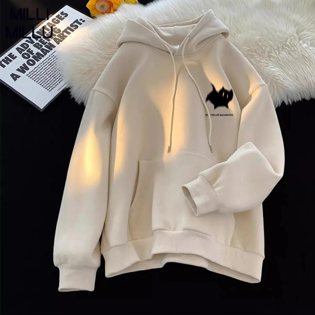 Hoodie Women's Trendy Brand Versatile Hong Kong Style High Street American Printed Top Autumn and Winter Coat