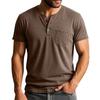 Men's Summer Solid Color Button Collar Short Sleeve Tops Men's Casual Loose Fashion Tops