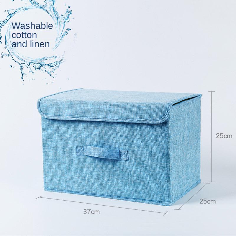 Tlustý úložný box Skládací box na oblečení Vysoce kvalitní úložný box z bavlny a lnu s víkem Úložný box na omyvatelnou látku