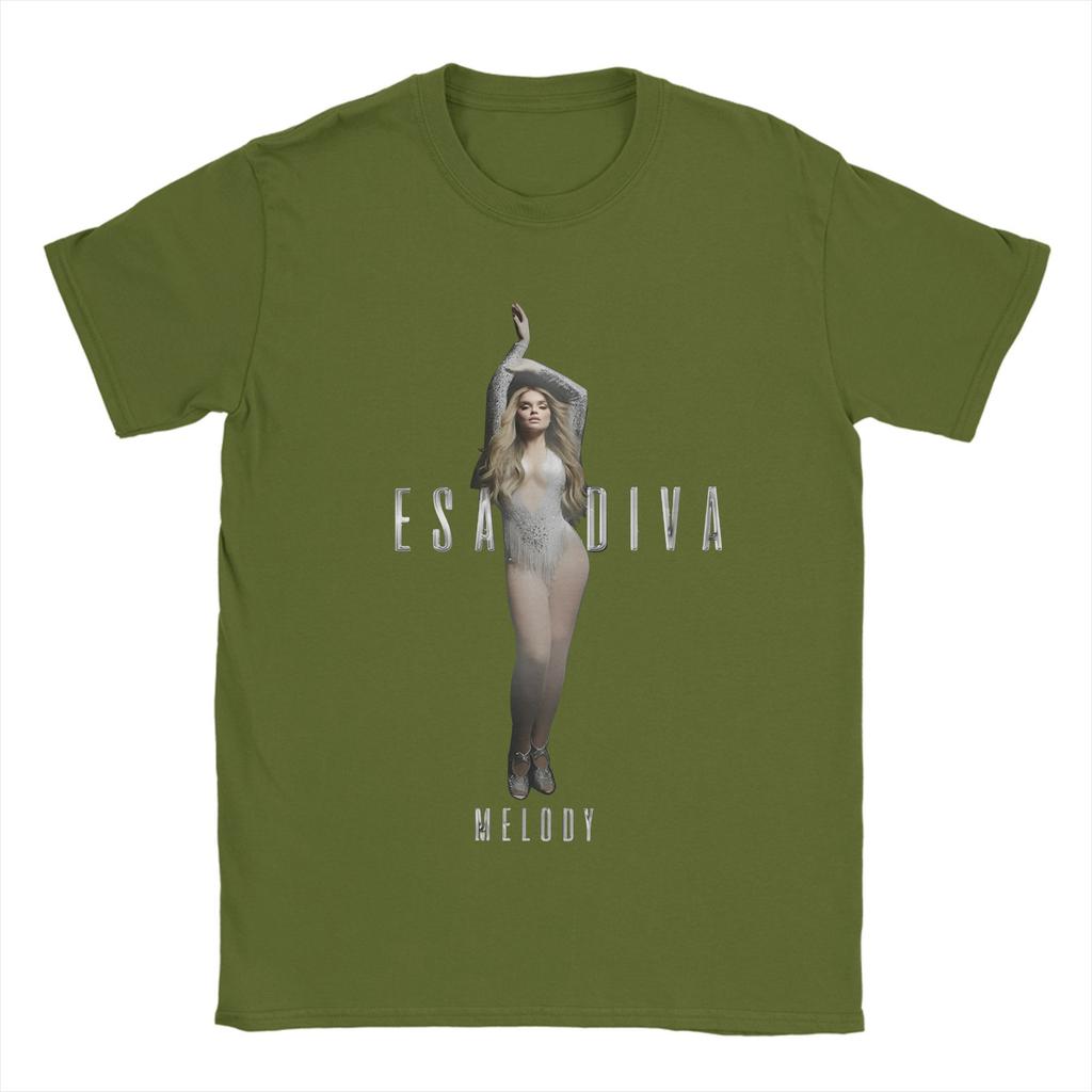 Vintage Melody Esa Diva   T-Shirt Men O Neck 100% Cotton T Shirt  Eurovision 2025 Short Sleeve Tee Shirt Graphic Printed Clothes