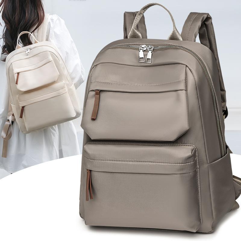 New Women's Backpack Lightweight Large-capacity Storage Travel Backpack Solid Color Student Schoolbag