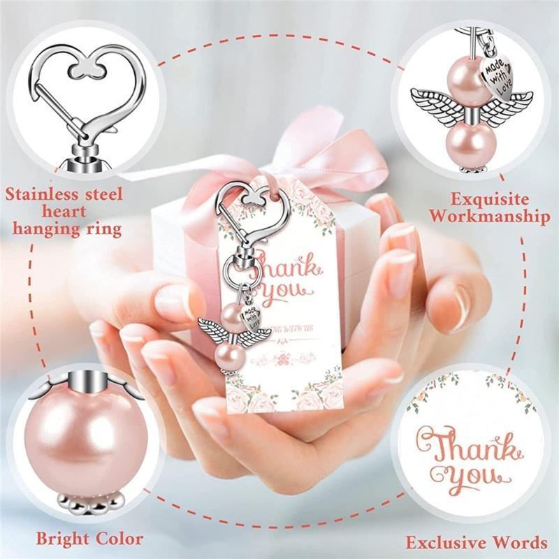 Ensemble de 24 porte-clés Cadeau de Baptême Étiquettes Merci Boîtes pour Baby Shower Mariage