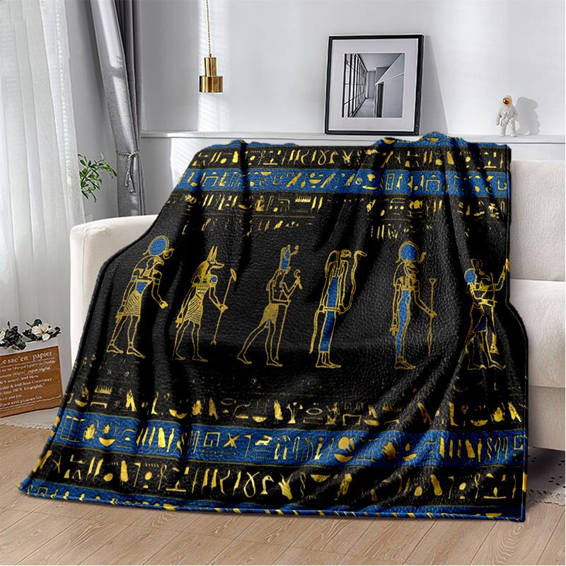 3D Ancient Egyptian Mythological Ideographic Sign Symbols Blanket,Soft Throw Blanket for Home Bedroom Bed Sofa Cover Blanket Kid