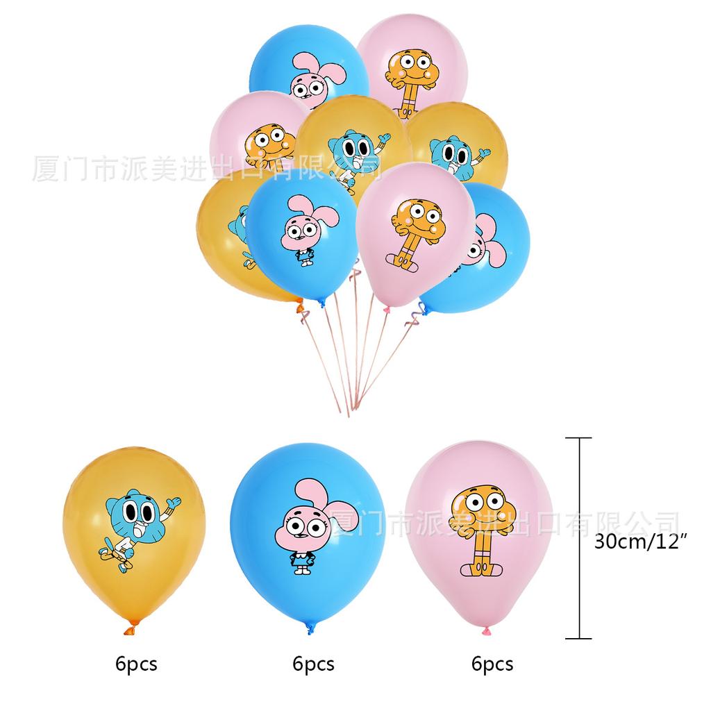 Cartoon Amazing World Birthday Party Decorations Gum&balles Balloon Banner Cake Topper Rabbit Cat Anime Backdrop Kid Favor Gift