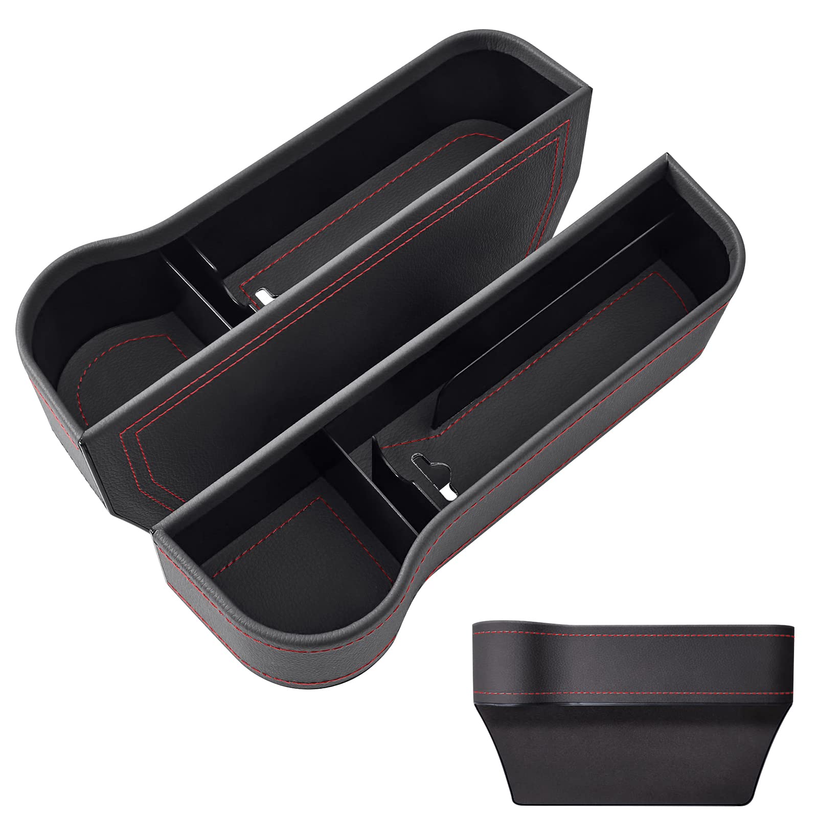 

Органайзер для хранения в щель между сиденьем автомобиля, из ПУ кожи, боковой, удобный, большой карман на боку сиденья автомобиля для сотового телефона, пульта, с подстаканником, подходит для бутылок с водой до в сиденье чёрный