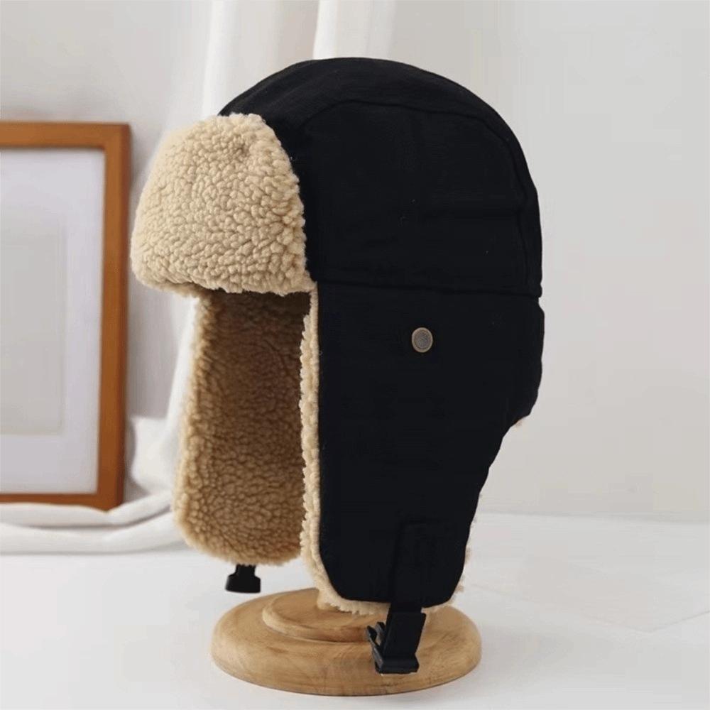 Windproof Ear Protective Hat Thickened Lei Feng Cap Simple Winter Plush Hat  Ski