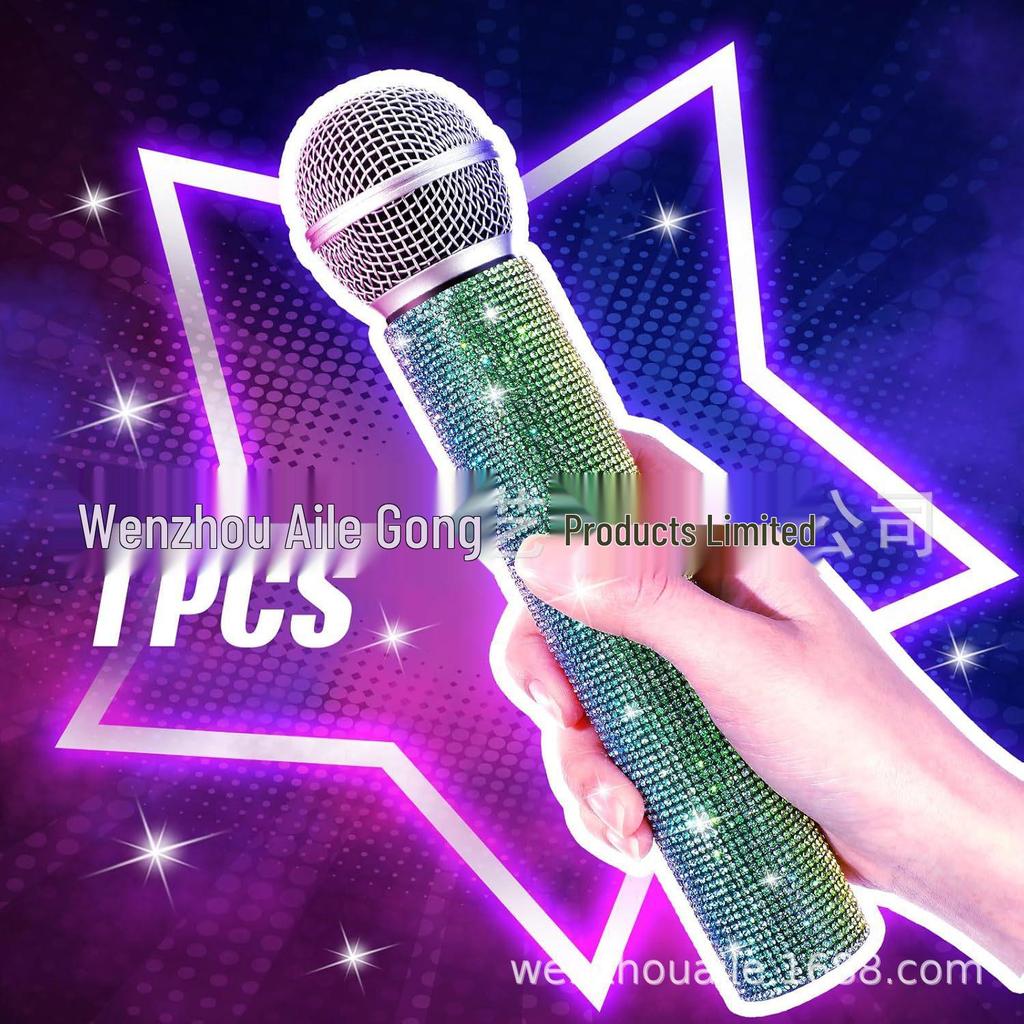 Rhinestone Diamond Microphone Cover for Children's Performance (Prop Only, Mic Not Included)