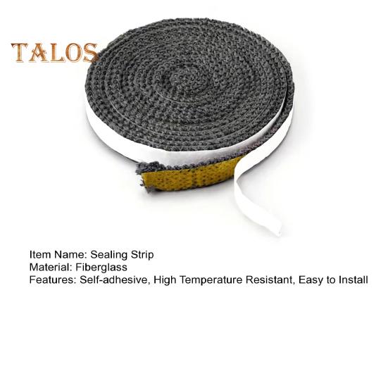 10/12/15MM x 2M Fiberglas-Kamintür-Dichtungsstreifen, selbstklebendes Hochtemperatur-Holzofentür-Ersatz-Flachdichtungsseilband