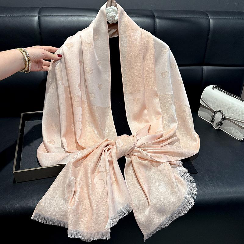 New Spring Emulated Silk Fashion Versatile Scarf Long Shawl for Women Love Simple Versatile Scarf for Women Tiansi Cotton