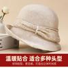 Wool Pot Hat Jacquard Velvet Ribbon Hat Women's Autumn and Winter Elegant Fashion Top Hat Shows Small Face
