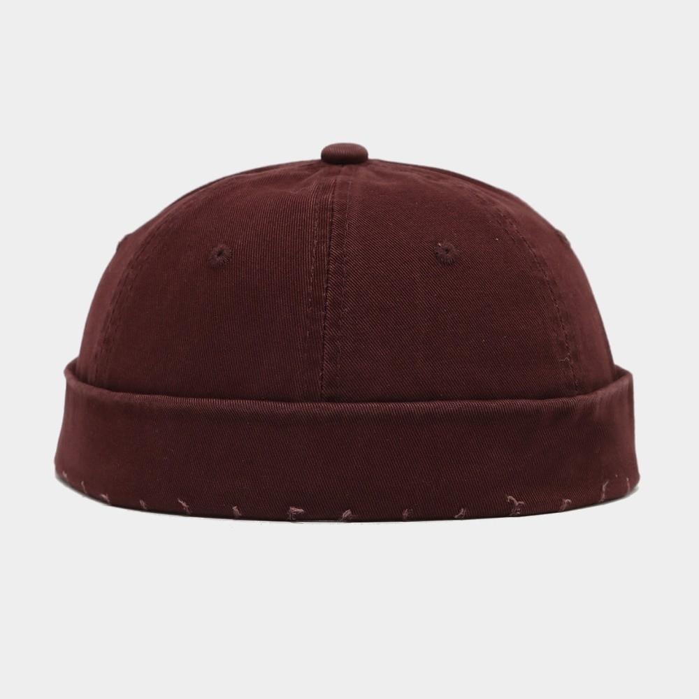 Vintage Washed Denim Brimless Docker Cap Cotton Solid Color Vintage Dome Hat Adjustable Brimless Hat Boy Girls