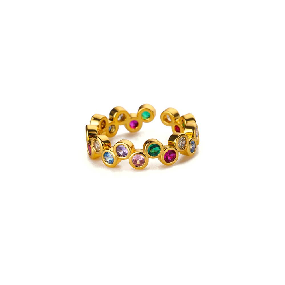 Colorful Zircon Rings For Women Gold Color Stainless Steel Colored Cubic Zirconia Ring Luxury Fashion Wedding Party Jewelry Gift