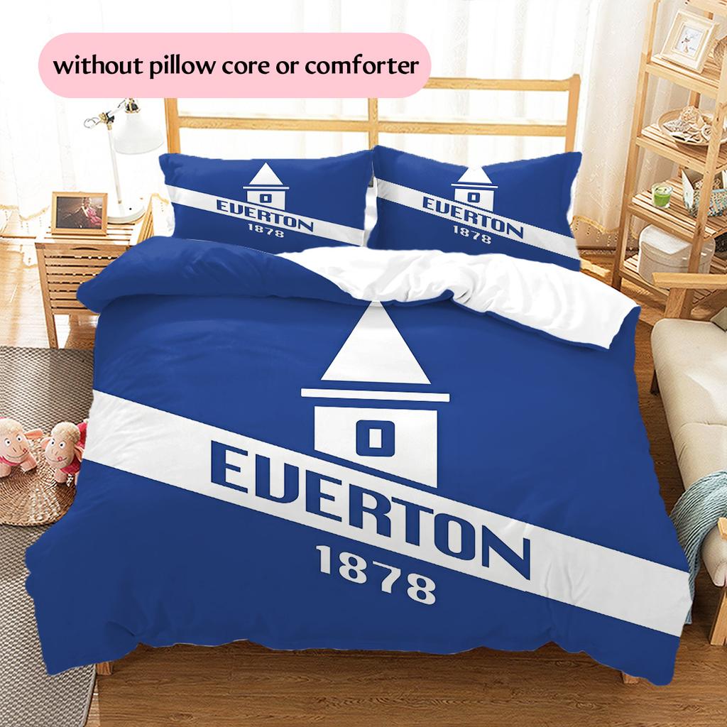 Everton Football Club Pattern Bedding Quilt Set Home Decoration Gift (1 * duvet cover + 2 * pillowcase without core)