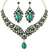 Beaded Necklace and Earring Set with Rhinestone Chains, Clear Stones, Fashion Jewelry Accessories for Women