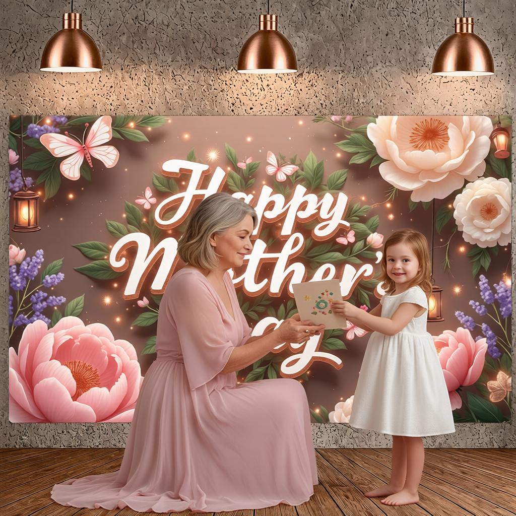 Mother's Day Background Pink Peony Floral Greeting Display Mother's Day Display Floral Pattern Mother's Day Greeting Banner