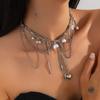 Women's Multilayer Tassel Love Heart Pendant Choker Necklace Trendy Punk Silver Color Metal Chain Party Jewelry Gift