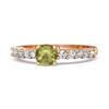Peridot Round Solitaire Ring - Sterling Silver Rose Gold Vermeil