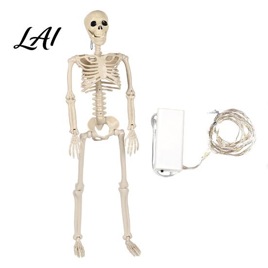 Paesaggistica a Tema Cimiteriale 36 Pollici Scheletro di Halloween Illuminato a LED 3FT a Grandezza Naturale Decorazioni a Corpo Intero Plastica Posabile per Esterni Ossa Umane