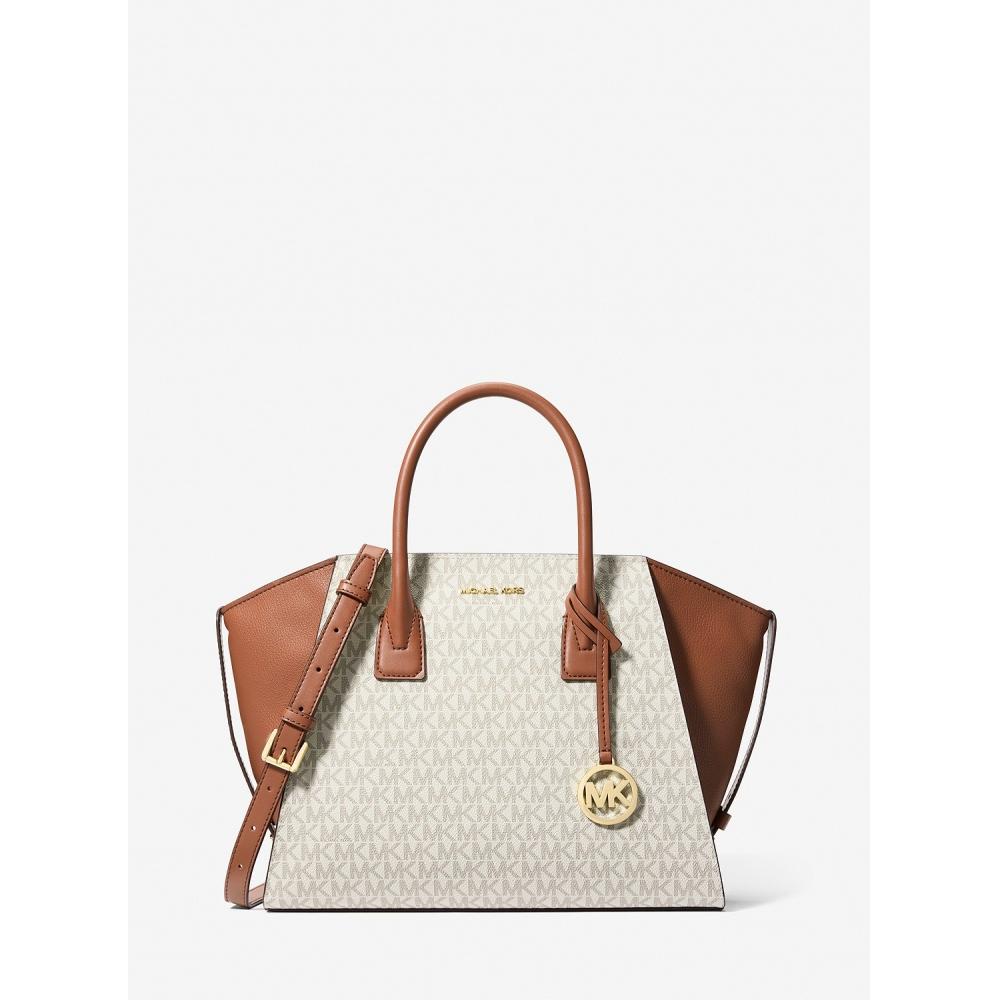 

Michael Kors Avril Signature Logo Satchel Large 35f4g4vs3b150 Vanilla F