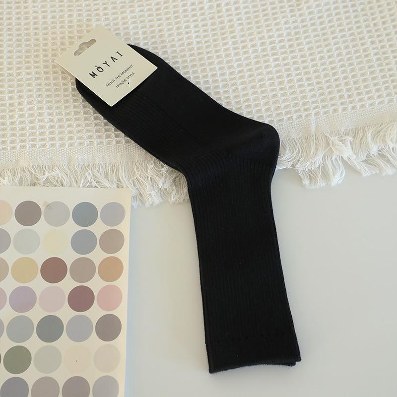 

2024 Double Needle Stacking Socks Maillard Color Medium Tube Socks College Wind Stockings One size fits all чорний