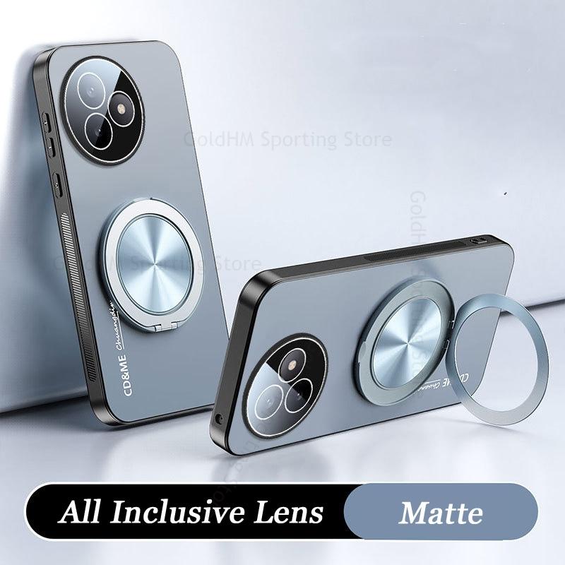 360° Ring Stand Holder Phone Matte Case For Redmi K80 Ultra Camera Lens Film Full Protection Back Cover For Redmi K80 Pro Fundas Shockproof Cover
