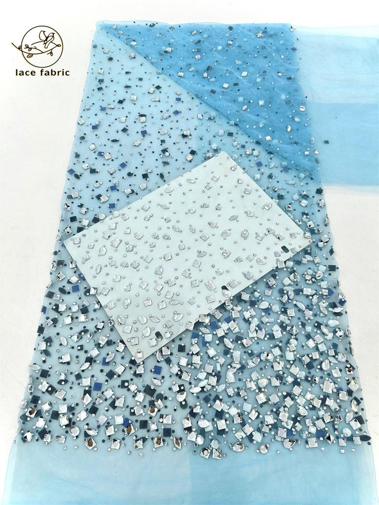 African Heavy Stones Lace Fabric 2025 High Quality for Women Nigerian French Stones Tulle Lace Fabric Wedding Party Dress Sewing