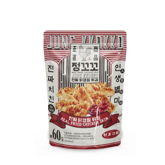 Jeongkkokko Fried Chicken Skin Hot & Sweet 30g, Korean Snacks