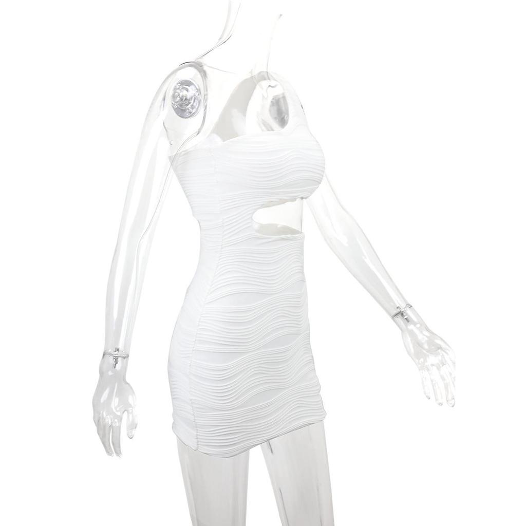 Women's Water Ripple One-Shoulder Cutout Dress - European & American Style 2025