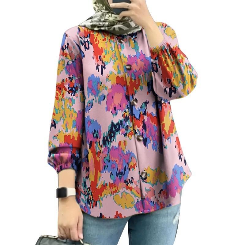 Women's Muslim Floral Puff Sleeve Shirt - New Fashion Arrival