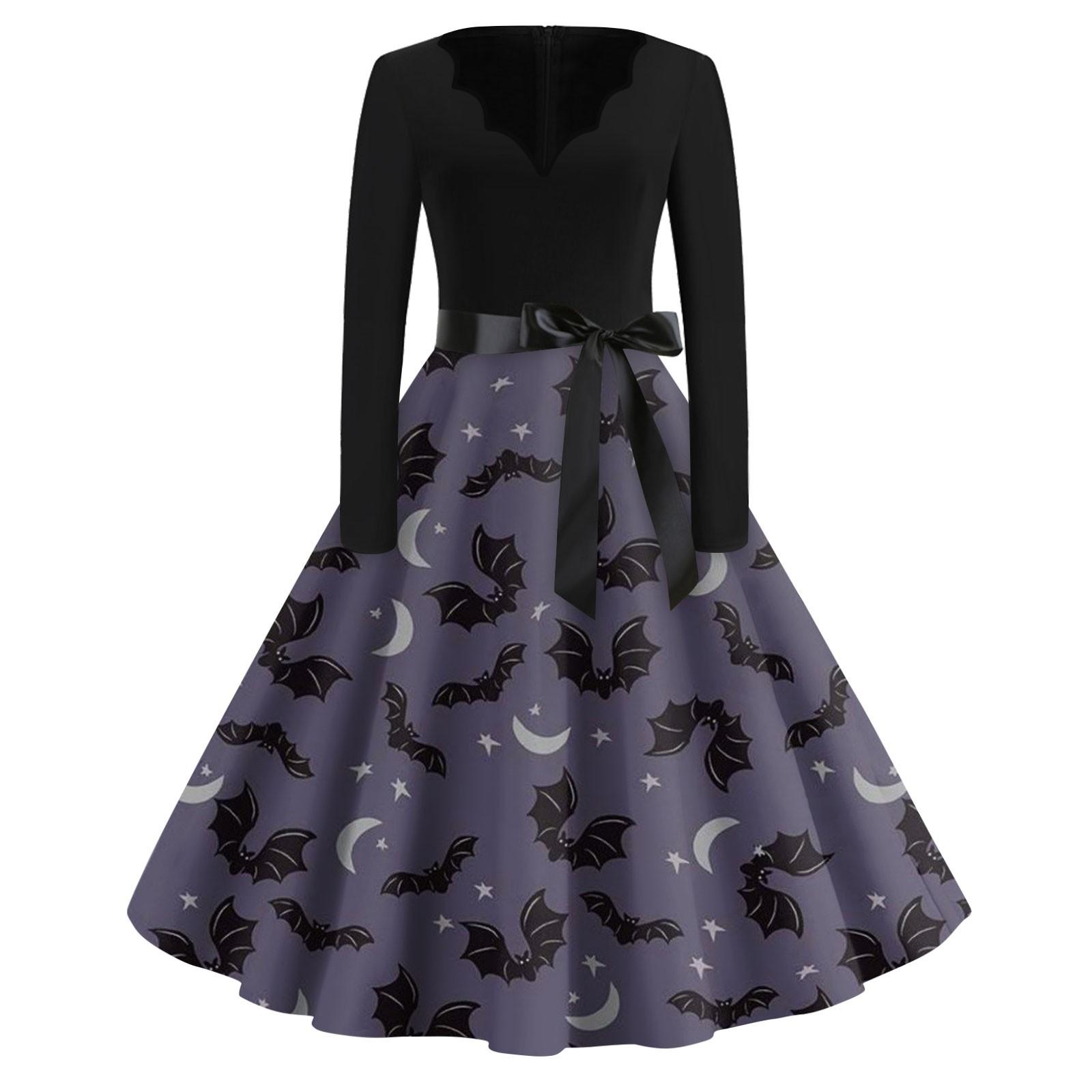 

Женское винтажное классическое платье с длинным рукавом и принтом, V-образным вырезом, свободное платье XL