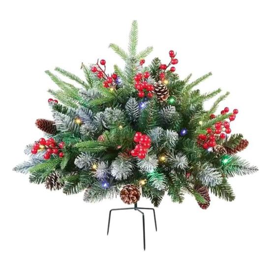 Inch Lighted Artificial Christmas Urn Filler Battery Operated Pre-lit Xmas