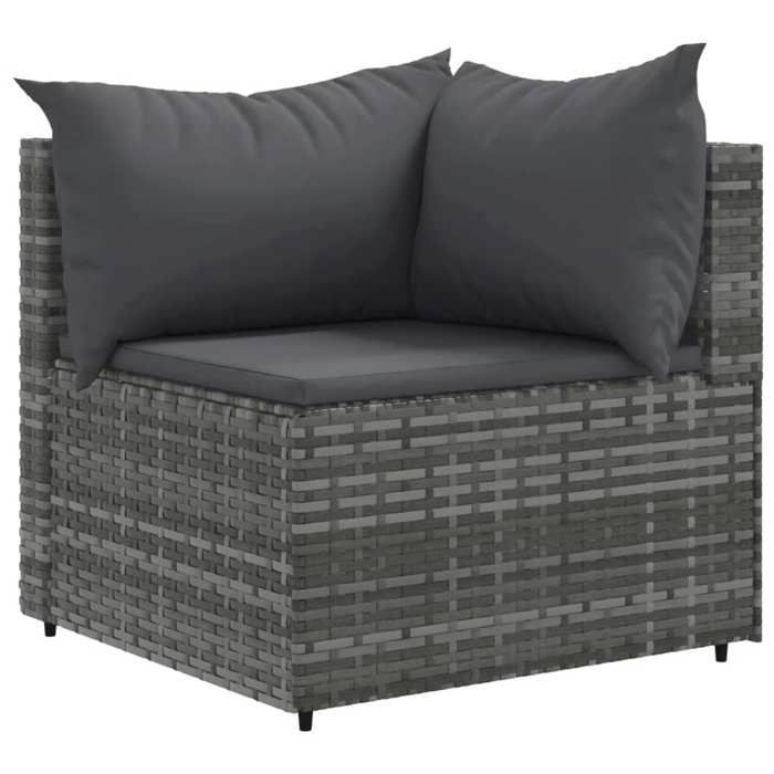 VidaXL Salon de jardin 6 pcs avec coussins Gris Résine tressée, ensemble de canapés d'extérieur, canapé d'angle de jardin, 3308250