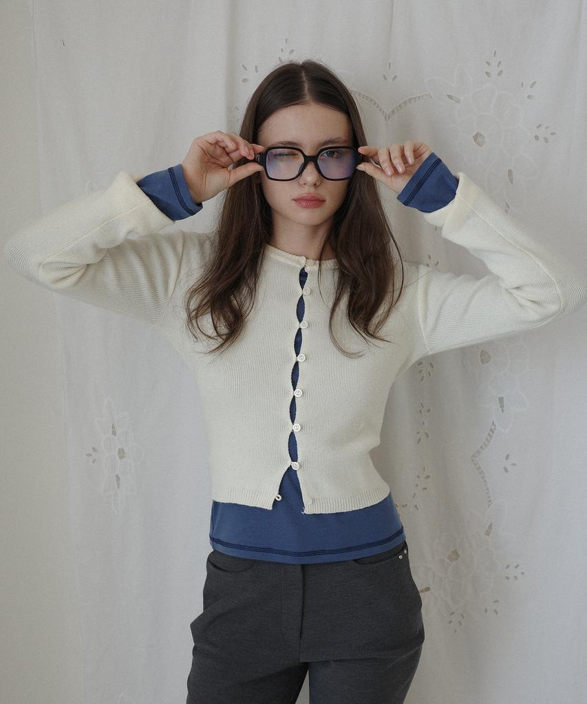 SALON DE YOHN Button Slit Cardigan_ Cream