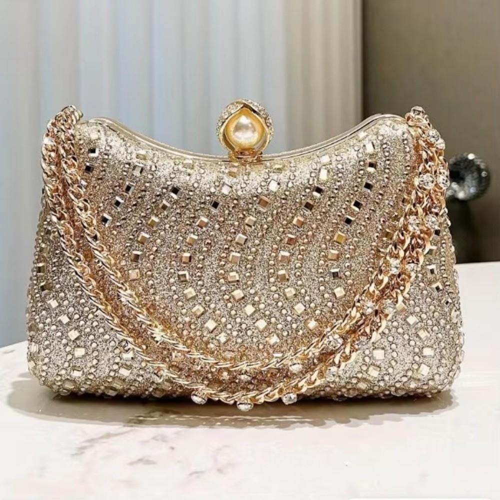 Elegante Premium Strass Strass Diamant Einlage Tasche Gold Silber Blau Funkelnde Abendtasche Diamant Einlage Kleine Clutch