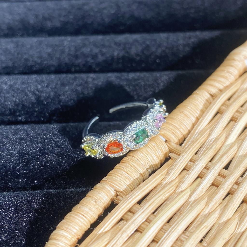 [Butterfly Diamond Qicai] Dopamine Contrasting Color Diamond Zircon Butterfly Opening Ring Super Flash Light Luxury Advanced Sense Ring