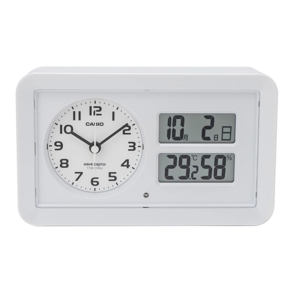 CASIO Alarm Automatic Clock, Radio-Controlled, White, Analog, Snooze, Light, TTM-170NJ-7JF