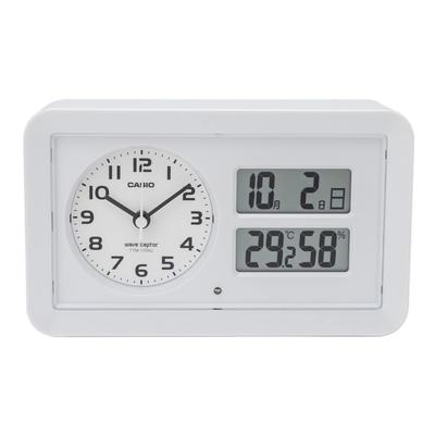 Zegar Alarmowy Automatyczny, Sterowany Radiowo, Biały, Analogowy, Drzemka, Podświetlenie, TTM-170NJ-7JF