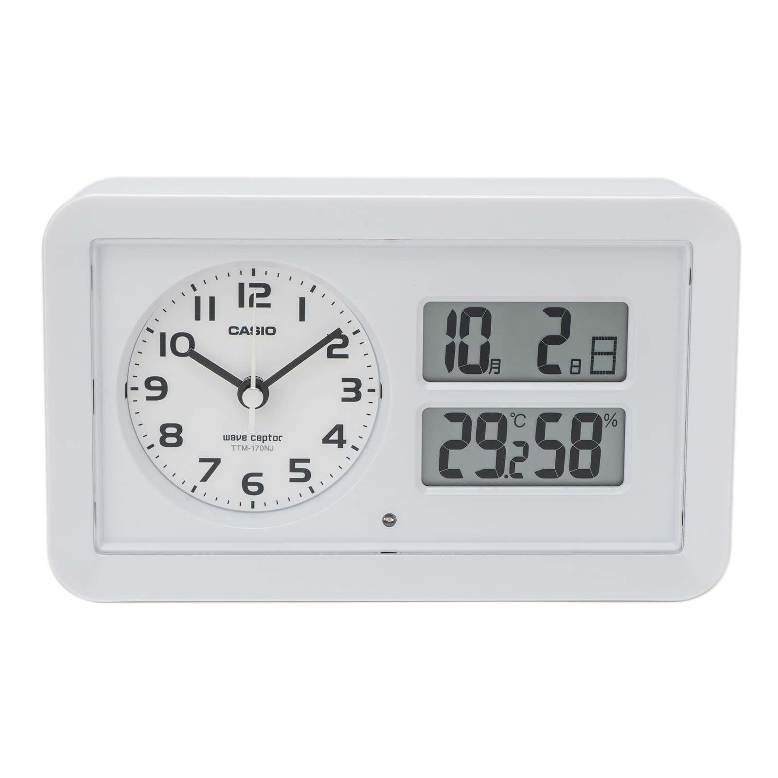 CASIO Alarm Automatic Clock, Radio-Controlled, White, Analog, Snooze, Light, TTM-170NJ-7JF белый