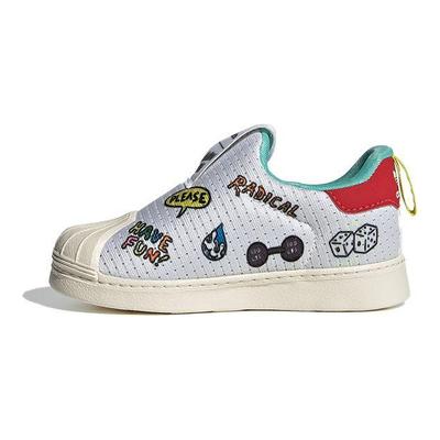 Aaron Kai x Superstar 360 Primeblue Kleinkind Pop-Art-Stil Wellen Baby-Sneakers Weißes Schuhwerk-Weiß Lebhaft-Grün FX4926