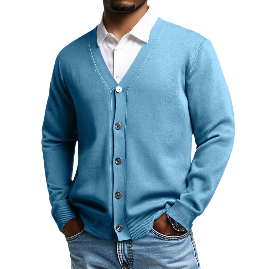 Men's Knit Sweater V Neck Long Sleeve Casual Comfort Color Long Sleeve Top
