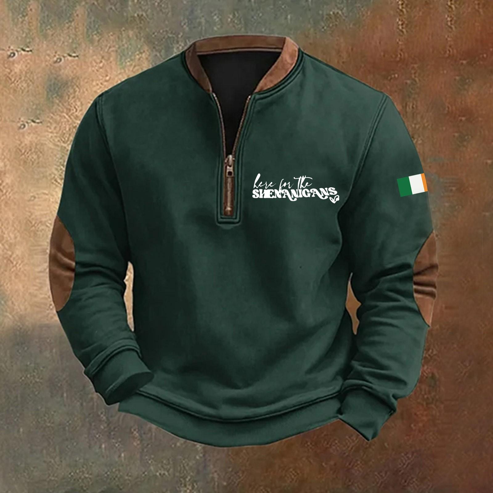 

Мужская мода повседневная с воротником-молнией и длинным рукавом, свободная, на Новый год. Толстовка с капюшоном с принтом Патрика L армия зеленый