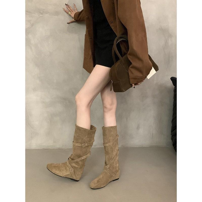 Inner Heightening Boots Maillard Pile Boots Boots Boots Women's Small Medium Boots Knight Boots Western Cowboy Boots Autumn