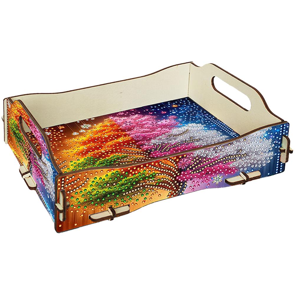 5D DIY Diamond Painting Serving Tray Wooden Diamond Art Tableware Manager Tray Diamond Decorative Serving Tray Home Decor Gift