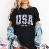 USA Shirt Floral Patriotic Tee Women Fourth of July Outfit Cute Unisex T-Shirt