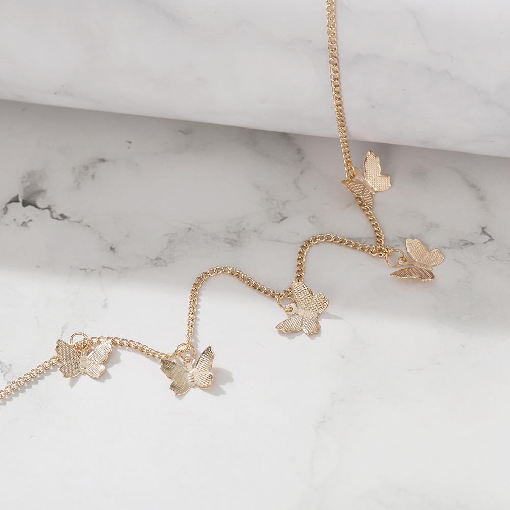 C046 Trendy Versatile Personality Tassel Geometric Collarbone Chain Butterfly Simple Elegant Single Layer Necklace