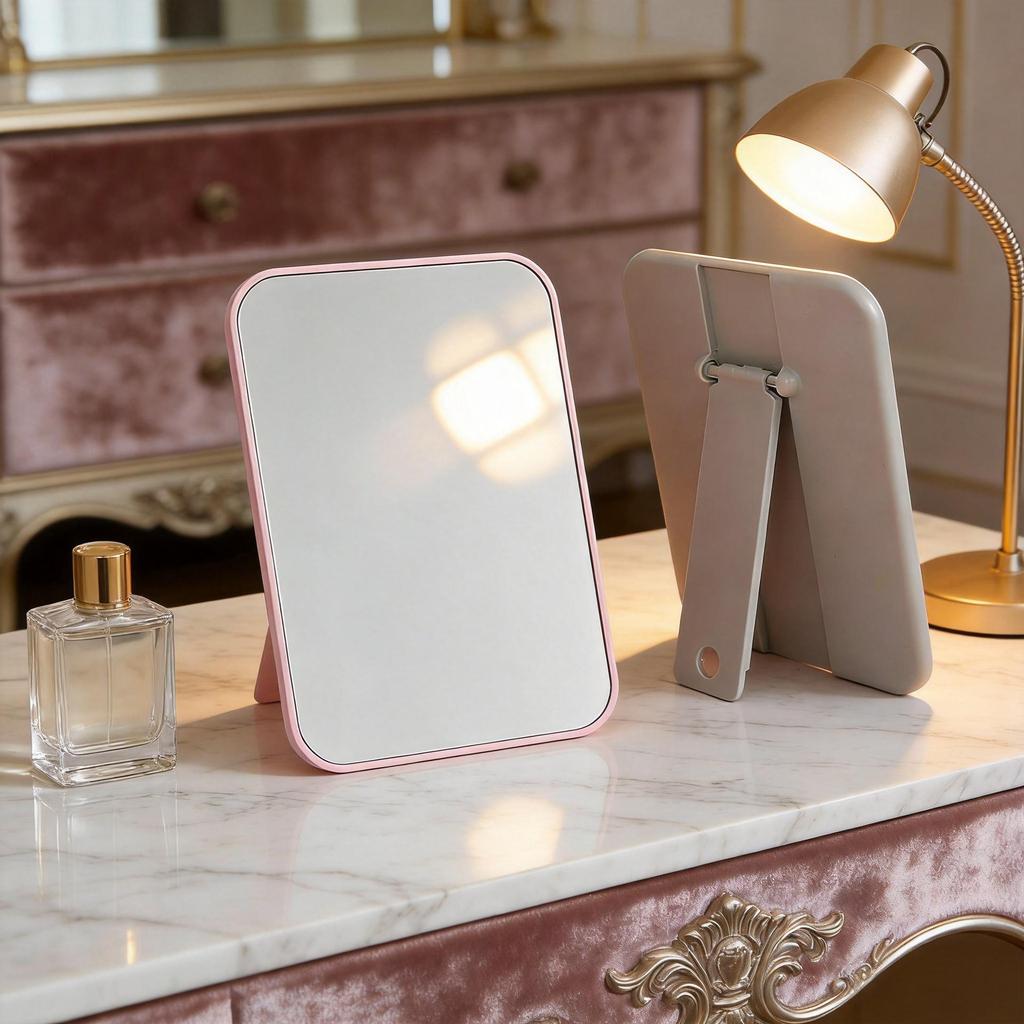 Foldable HD Wall-Mounted Makeup Mirror, Portable, Large Size, Princess Style, Hand-Held Option