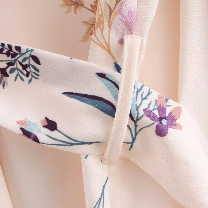 Kaslead New Arrival Women's Clothing Fashion Style Fashion Minimalist Printed Shirt with Belt Long Sleeves Dress